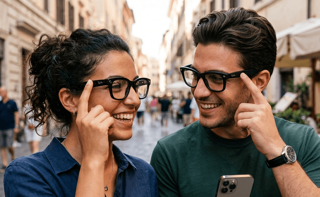 Ragazzi che indossano occhiali intelligenti - foto
